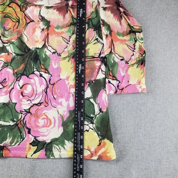 Neiman Marcus Sweater Womens Small Floral Cashmere Scoop Neckline Pullover - Picture 8 of 15